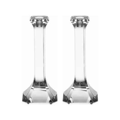 Orrefors Crystal Set of Two Large Regina Candlesticks &mdash; Alt Image 1