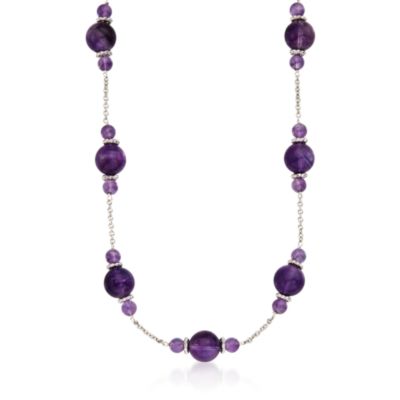58.00 ct. t.w. Amethyst Bead Necklace in Sterling Silver &mdash; Alt Image 1