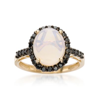 Opal and .45 ct. t.w. Black Diamond Ring in 14kt Yellow Gold &mdash; Alt Image 1