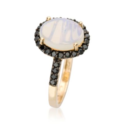 Opal and .45 ct. t.w. Black Diamond Ring in 14kt Yellow Gold &mdash; Alt Image 3