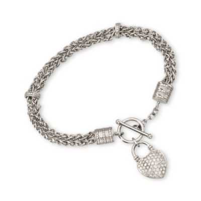 1.10 ct. t.w. Diamond Heart Bracelet in Sterling Silver &mdash; Alt Image 1
