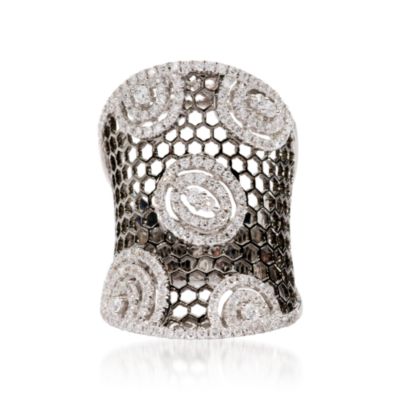 Diamond Spiral Ring In 18kt White Gold from ross-simons.com