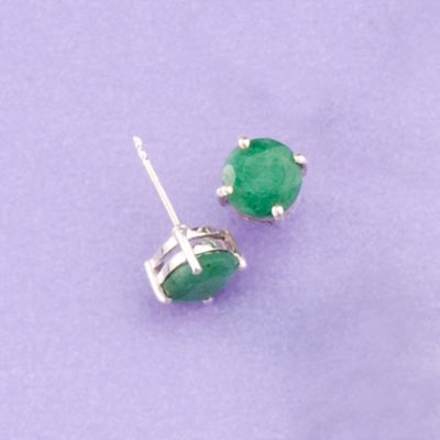 4.00 ct. t.w. Emerald Stud Earrings in Sterling Silver &mdash; Alt Image 3