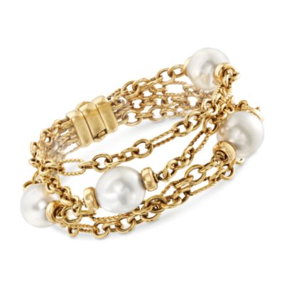 C. 1990 Vintage David Yurman South Sea Pearl Bracelet in 18kt Yellow Gold. 7.25" &mdash; Alt Image 1