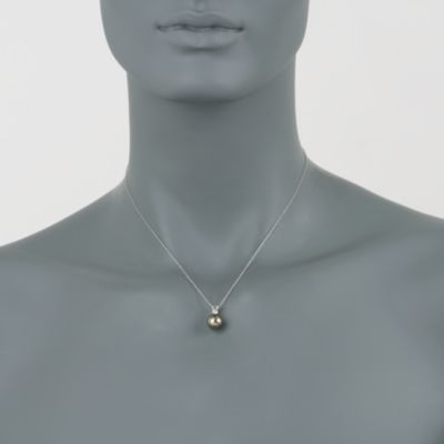 9-10mm Black Tahitian Pearl Necklace With Diamond in 14kt White Gold &mdash; Alt Image 2
