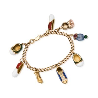 C. 1960 Vintage 7.50 ct. t.w. Multi-Gem Shoe Charm Bracelet in 14 and 18kt Yellow Gold. 7" &mdash; Alt Image 1