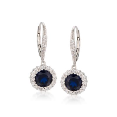 3.45 ct. t.w. Blue and White CZ Earrings in Sterling Silver &mdash; Alt Image 1