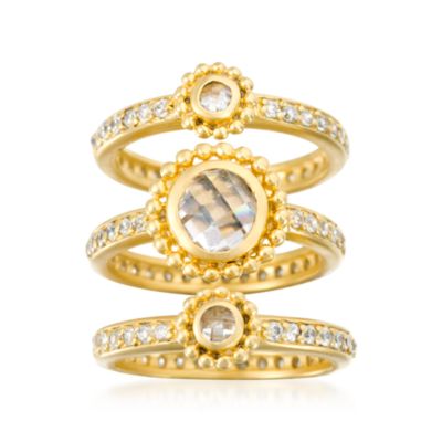 Set of Three 3.50 ct. t.w. CZ  Rings in Vermeil. Size 9 &mdash; Alt Image 1