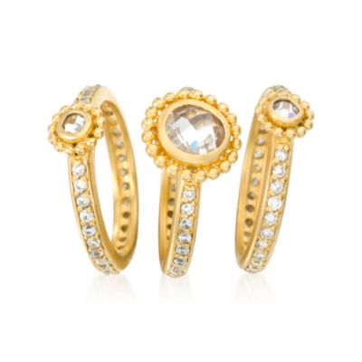 Set of Three 3.50 ct. t.w. CZ  Rings in Vermeil. Size 9 &mdash; Alt Image 2