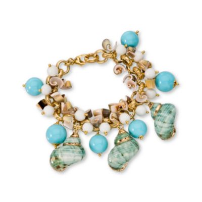 Turbo Shell Bracelet With Agate In Vermeil. 7" &mdash; Alt Image 1