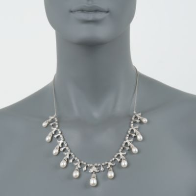 6-9.5mm Cultured Pearl and .20 ct. t.w. Diamond Necklace in Sterling Silver &mdash; Alt Image 4