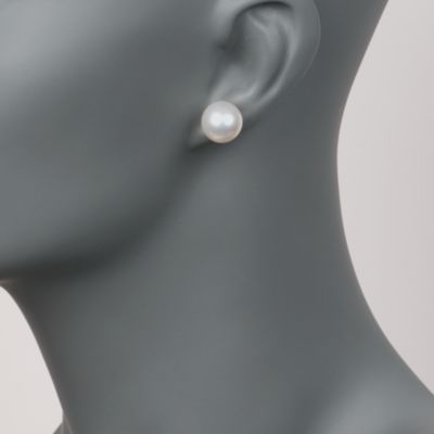 12-13mm South Sea Pearl Earrings in 14kt White Gold &mdash; Alt Image 2
