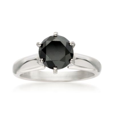 3.00 Carat Black Diamond Solitaire Ring in 14kt White Gold &mdash; Alt Image 1