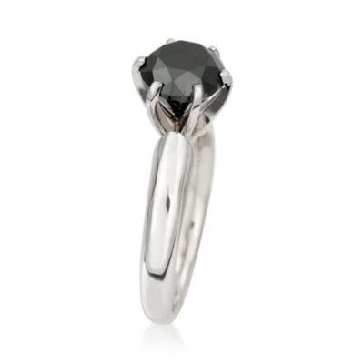 3.00 Carat Black Diamond Solitaire Ring in 14kt White Gold &mdash; Alt Image 3