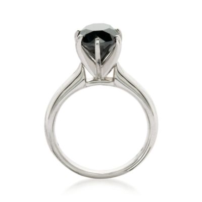 3.00 Carat Black Diamond Solitaire Ring in 14kt White Gold &mdash; Alt Image 4