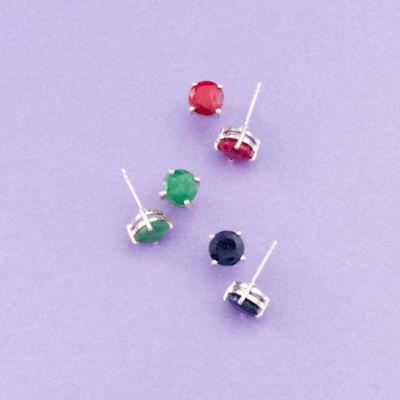 Set of Three Pairs 4.00 ct. t.w. Stud Earrings in Sterling Silver &mdash; Alt Image 2