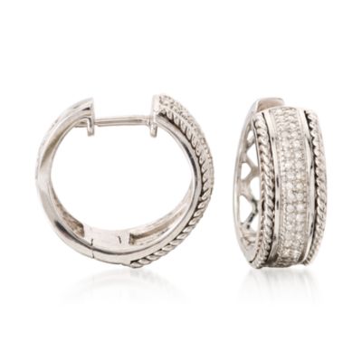 .15 ct. t.w. Diamond Hoop Earrings in Sterling Silver &mdash; Alt Image 1