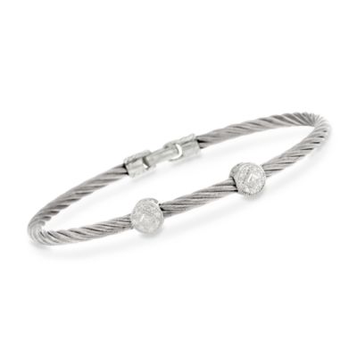 Charriol "Classique" 18kt White Gold and Stainless Steel Bangle Bracelet. 7" &mdash; Alt Image 1