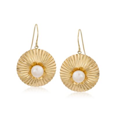 7mm Cultured Pearl Earrings In 14kt Yellow Gold &mdash; Alt Image 1