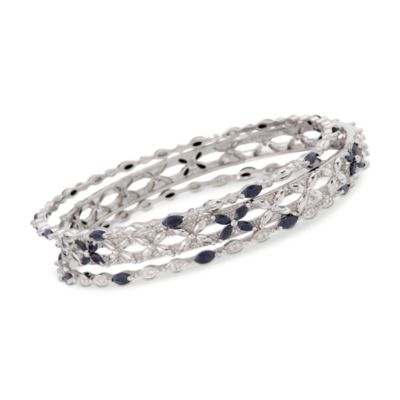 Set of Three 5.00 ct. t.w. Sapphire Bangle Bracelets in Sterling Silver &mdash; Alt Image 1