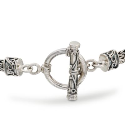 Bali Bracelet With Turquoise Heart Charm in Two-Tone. 7" &mdash; Alt Image 2