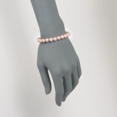 8-8.5mm Pink Cultured Pearl Bracelet in 14kt Yellow Gold &mdash; Alt Image 2