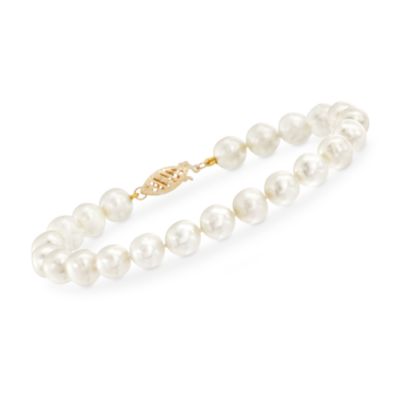 7-7.5mm Cultured Pearl Bracelet in 14kt Yellow Gold &mdash; Alt Image 1