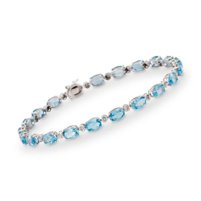 11.00 ct. t.w. Topaz and .10 ct. t.w. Diamond Bracelet In 14kt White Gold. 8" &mdash; Alt Image 1
