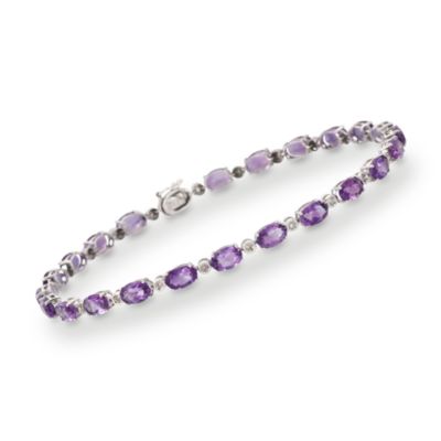 8.50 ct. t.w. Amethyst and .10 ct. t.w. Diamond Bracelet In 14kt White Gold. 8" &mdash; Alt Image 1