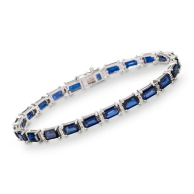 13.60 ct. t.w. Sapphire and .30 ct. t.w. Diamond Bracelet In 14kt White Gold &mdash; Alt Image 1