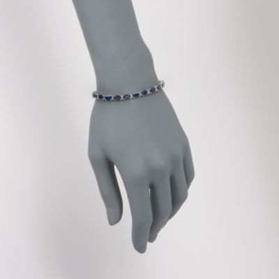 13.60 ct. t.w. Sapphire and .30 ct. t.w. Diamond Bracelet In 14kt White Gold &mdash; Alt Image 2