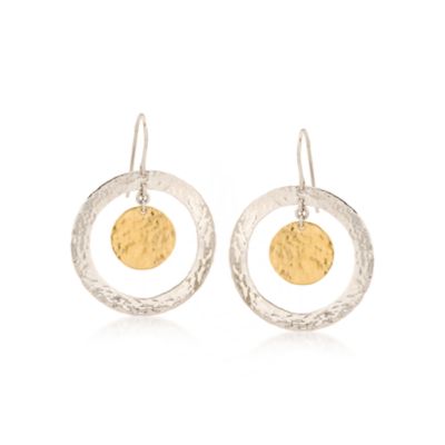 Hammered Two-Tone Hoop Earrings &mdash; Alt Image 1