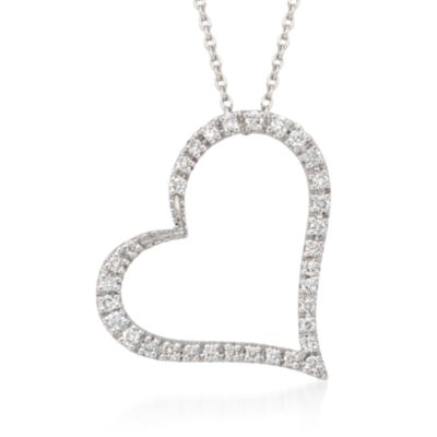 Roberto Coin .22 ct. t.w. Diamond Heart Pendant Necklace in 18kt White Gold. 16" &mdash; Alt Image 1