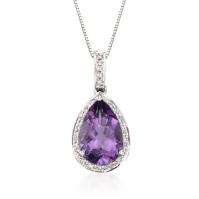 2.65 Carat Amethyst Pendant Necklace With .10 ct. t.w. Diamonds in 14kt White Gold. 18" &mdash; Alt Image 1