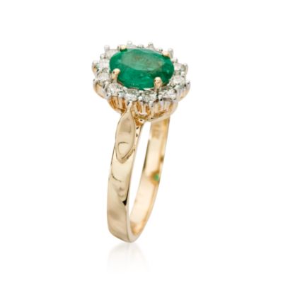 .70 Carat Emerald and .25 ct. t.w. Diamond Ring in 14kt Yellow Gold &mdash; Alt Image 2