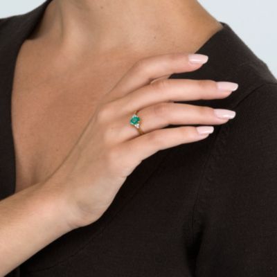.60 Carat Emerald Ring With Diamond Accents in 14kt Yellow Gold &mdash; Alt Image 3