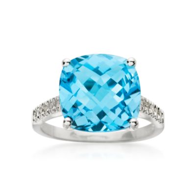 8.40  Carat Blue Topaz Ring With Diamond Accents in 14kt White Gold &mdash; Alt Image 1