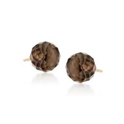 3.80 ct. t.w. Smoky Quartz Stud Earrings in 14kt Yellow Gold &mdash; Alt Image 1