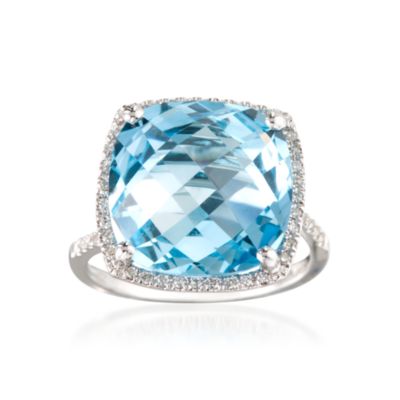 9.00 Carat Topaz and .25 ct. Diamond Ring in 14kt White Gold &mdash; Alt Image 1