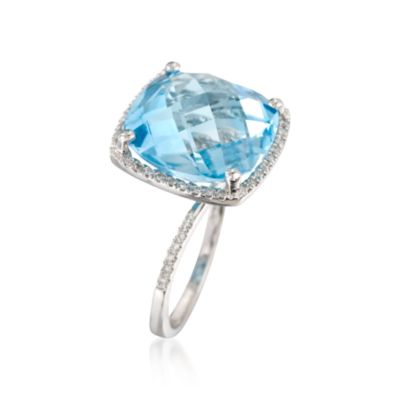 9.00 Carat Topaz and .25 ct. Diamond Ring in 14kt White Gold &mdash; Alt Image 3