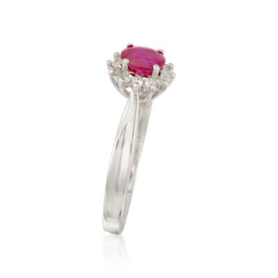 .40 Carat Ruby and .10 ct. t.w. Diamond Ring in 14kt White Gold &mdash; Alt Image 2