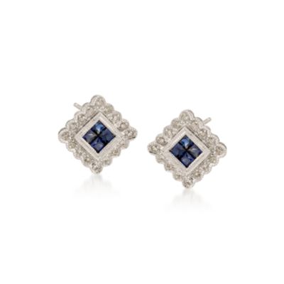 .40 ct. t.w. Sapphire and .25 ct. t.w. Diamond Earrings in 14kt White Gold &mdash; Alt Image 1