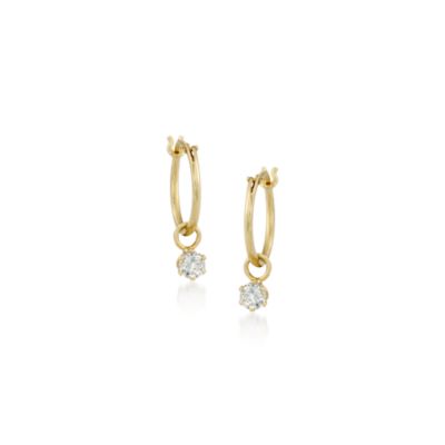 Child's .20 ct. t.w. CZ Hoop Earrings in 14kt Yellow Gold &mdash; Alt Image 1