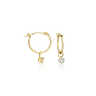 Child's .20 ct. t.w. CZ Hoop Earrings in 14kt Yellow Gold &mdash; Alt Image 2