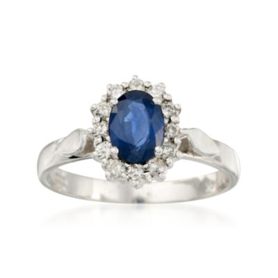 .10 ct. t.w. Diamond and 1.00 Carat t.w. Sapphire Ring in 14kt White Gold &mdash; Alt Image 1