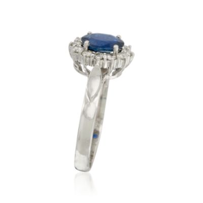 .10 ct. t.w. Diamond and 1.00 Carat t.w. Sapphire Ring in 14kt White Gold &mdash; Alt Image 2