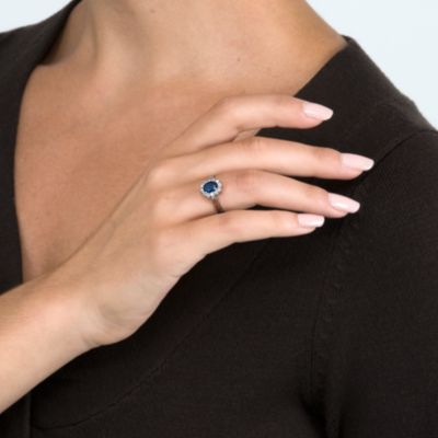 .10 ct. t.w. Diamond and 1.00 Carat t.w. Sapphire Ring in 14kt White Gold &mdash; Alt Image 3
