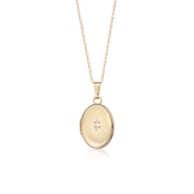 Child's Diamond Accent Heart Locket Necklace in 14kt Yellow Gold. 15" &mdash; Alt Image 1