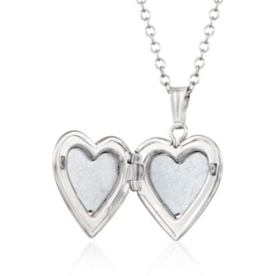 Child's Diamond Accent Heart Locket Necklace in Sterling Silver. 15" &mdash; Alt Image 2
