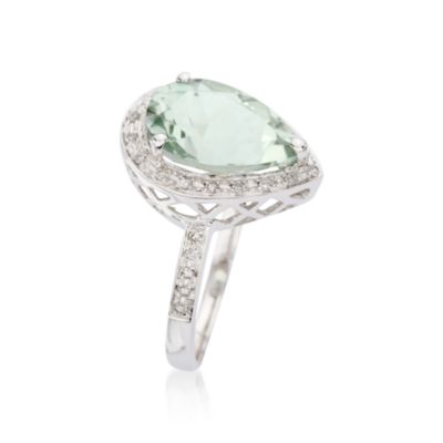 2.80 Carat Green Amethyst and .15 ct. t.w. Diamond Ring in 14kt White Gold &mdash; Alt Image 3